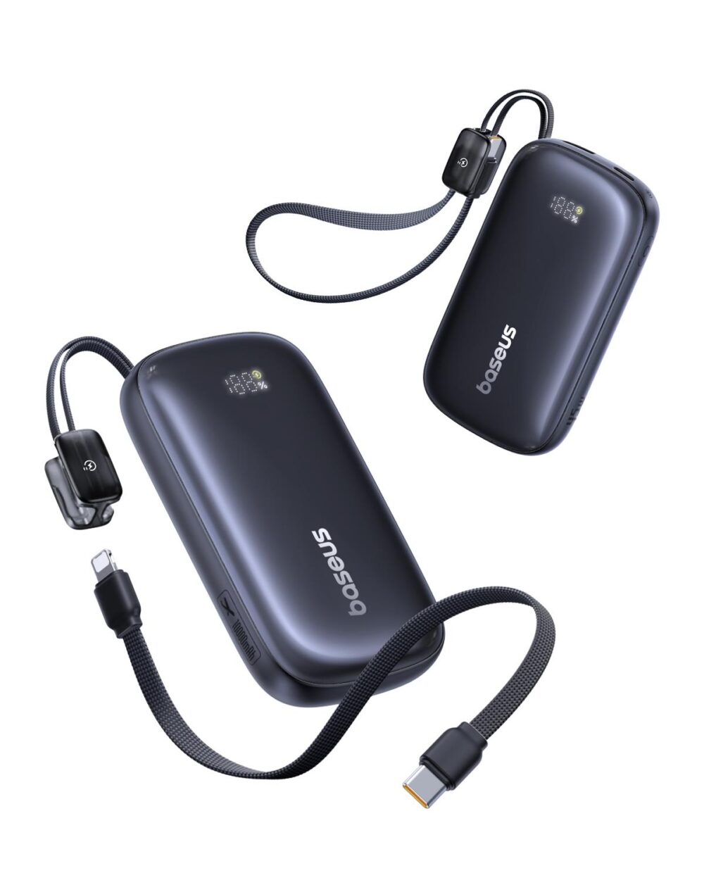 BASEUS ENERFILL FC21 QPOW3 ULTRA, POWERBANK, 10000MAh, ΜΕ ΚΑΛΩΔΙΟ ΑΠΟΣΠΩΜΕΝΟ LIGHTNING, 45W, ΜΕ ΨΗΦΙΑΚΗ ΟΘΟΝΗ, ΜΑΥΡΟ