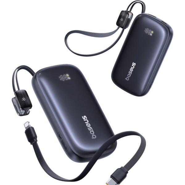 BASEUS ENERFILL FC21 QPOW3 ULTRA, POWERBANK, 10000MAh, ΜΕ ΚΑΛΩΔΙΟ ΑΠΟΣΠΩΜΕΝΟ LIGHTNING, 45W, ΜΕ ΨΗΦΙΑΚΗ ΟΘΟΝΗ, ΜΑΥΡΟ