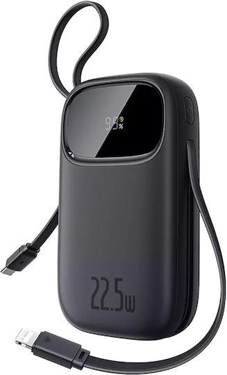 BASEUS ENERFILL FC31, POWERBANK, 20000MAh, ΜΕ 2 ΚΑΛΩΔΙΑ, 22.5W, ΜΕ ΨΗΦΙΑΚΗ ΟΘΟΝΗ, ΜΑΥΡΟ