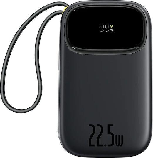 BASEUS ENERFILL FC31, POWERBANK, 20000MAh, ΜΕ 2 ΚΑΛΩΔΙΑ, 22.5W, ΜΕ ΨΗΦΙΑΚΗ ΟΘΟΝΗ, ΜΑΥΡΟ