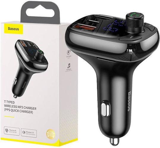 BASEUS T SHAPED S-13, BLUETOOTH FM TRANSMITTER, MP3 PLAYER, ΜΑΥΡΟ