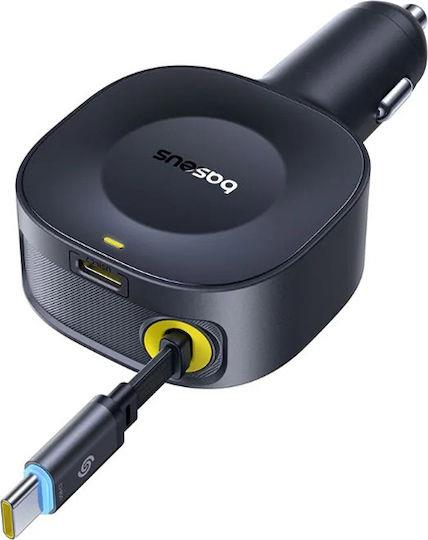 BASEUS PRIMETRIP VR2, ΦΟΡΤΙΣΤΗΣ ΑΥΤΟΚΙΝΗΤΟΥ, 1 ΘΥΡΑ, ΜΕ ΑΝΑΔΙΠΛΟΥΜΕΝΟ ΚΑΛΩΔΙΟ TYPE-C, 30W, ΜΑΥΡΟ