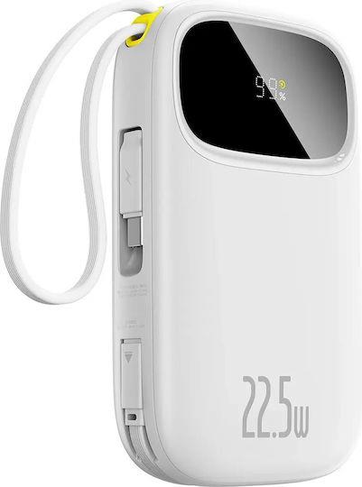 BASEUS ENERFILL FC31, POWERBANK, 20000MAh, ΜΕ 2 ΚΑΛΩΔΙΑ, 22.5W, ΜΕ ΨΗΦΙΑΚΗ ΟΘΟΝΗ, ΛΕΥΚΟ