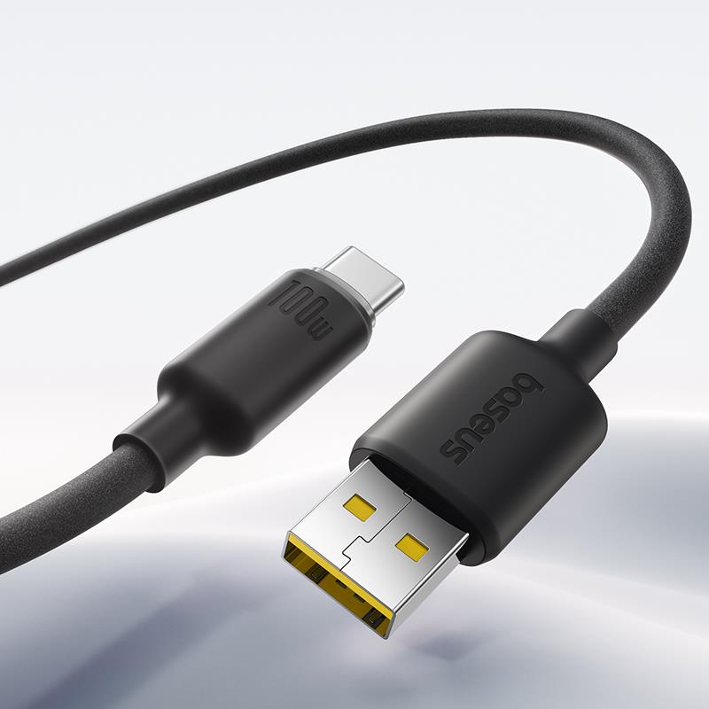 32181 BASEUS FOAMED SILICONE, ΚΑΛΩΔΙΟ ΓΡΗΓΟΡΗΣ ΦΟΡΤΙΣΗΣ, TYPE-C, 100W, 1M, ΜΑΥΡΟ