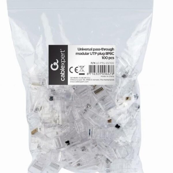 ΑΚΡΟΔΕΚΤΗΣ CABLEXPERT 8P8C RJ45 LAN, UTP CAT5e, ΣΑΚΟΥΛΑΚΙ 100 ΤΕΜΑΧΙΩΝ