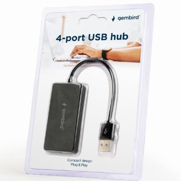 GEMBIRD USB HUB 2.0, 4 PORT, ΜΑΥΡΟ