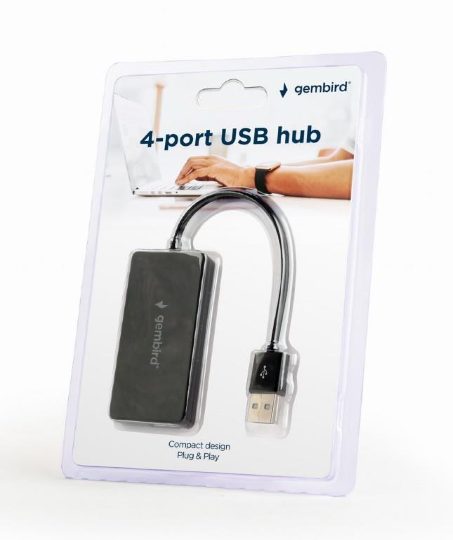 GEMBIRD USB HUB 2.0, 4 PORT, ΜΑΥΡΟ