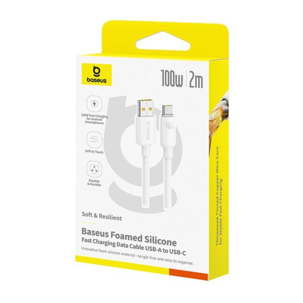 32558 BASEUS FOAMED SILICONE, ΚΑΛΩΔΙΟ ΓΡΗΓΟΡΗΣ ΦΟΡΤΙΣΗΣ, TYPE-C, 100W, 2M, ΜΑΥΡΟ