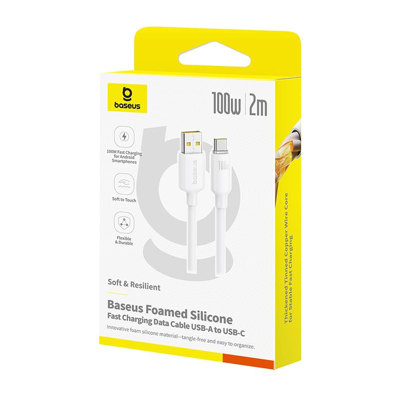 32558 BASEUS FOAMED SILICONE, ΚΑΛΩΔΙΟ ΓΡΗΓΟΡΗΣ ΦΟΡΤΙΣΗΣ, TYPE-C, 100W, 2M, ΜΑΥΡΟ