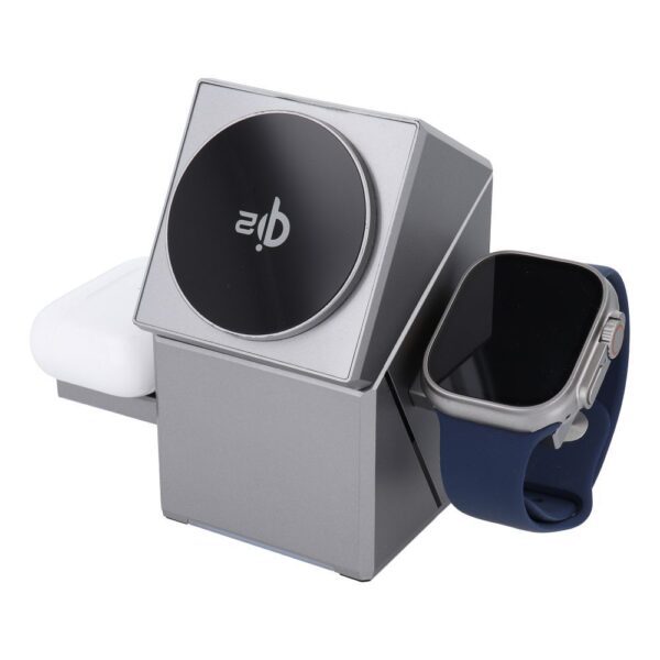 Wireless charger Forcell F-Energy 3in1 Rotation Cube Qi2 compatible with MagSafe (F-06) silver