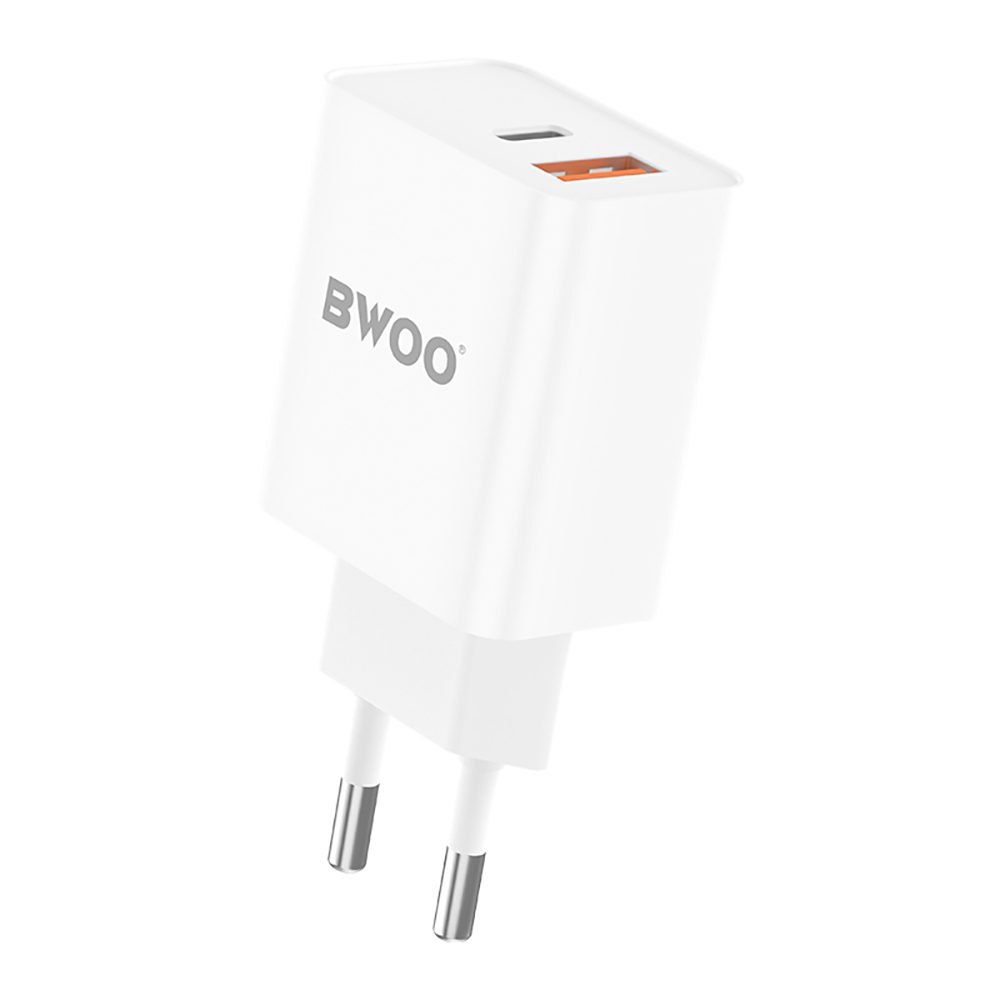 BWOO BO-CDA117 PD wall charger 38W 1x USB-C - USB-A port white