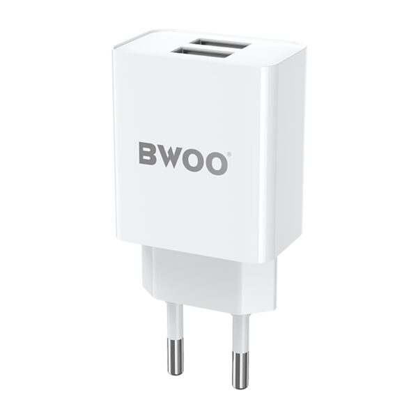 BWOO CDA123 wall charger 2x USB-A port 5V 2,4A white