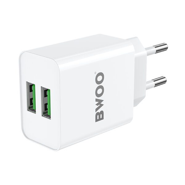 BWOO CDA123 wall charger 2x USB-A port 5V 2,4A white