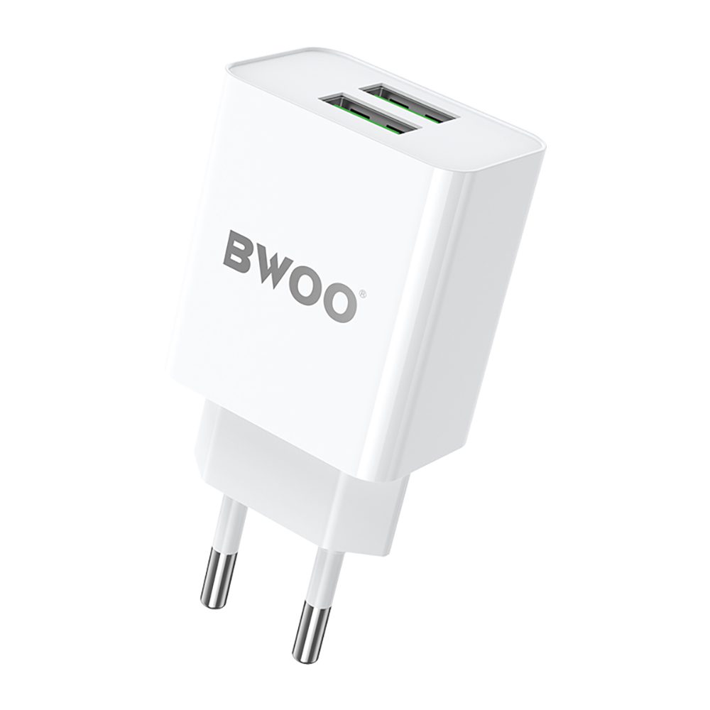 BWOO CDA123 wall charger 2x USB-A port 5V 2,4A white