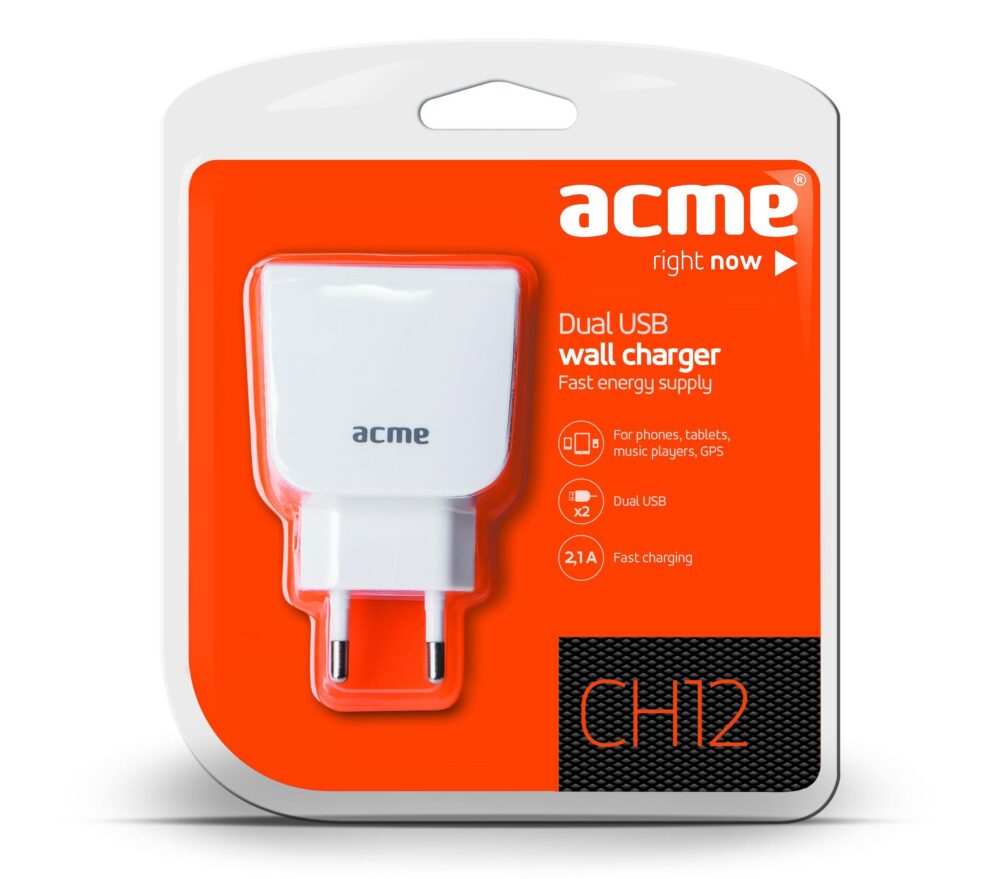 ACME ΦΟΡΤΙΣΤΗΣ ΤΑΞΙΔΙΟΥ 2USB 2.1A ΛΕΥΚΟ 2 ΘΕΣΕΩΝ