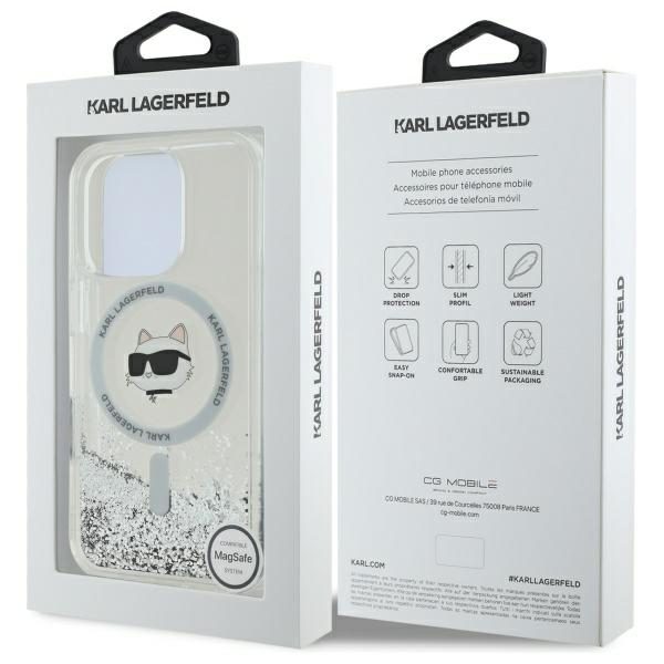 Karl Lagerfeld case for iPhone 16 Pro Max 6,9" KLHMP16XLGCHSGH transparent Hard Liquid Glitter Choupette Head MagSafe