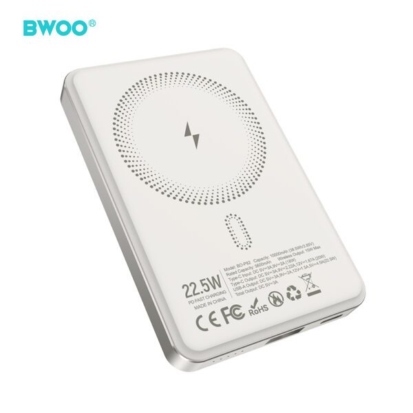 BWOO P82 BO 10000mah 15w power bank wireless charging light grey