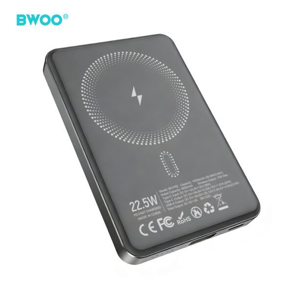 BWOO P82 BO 10000mah 15w power bank wireless charging dark grey