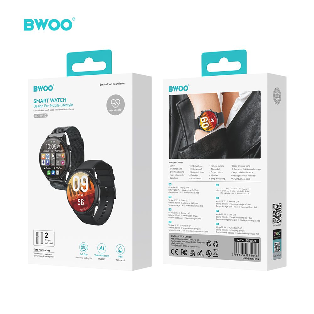 BWOO smartwatch WA-10 1.32” AMOLED black