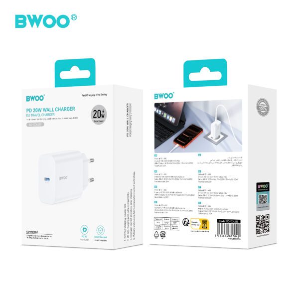 BWOO wall charger CDA233 PD 20W 1x USB-C white