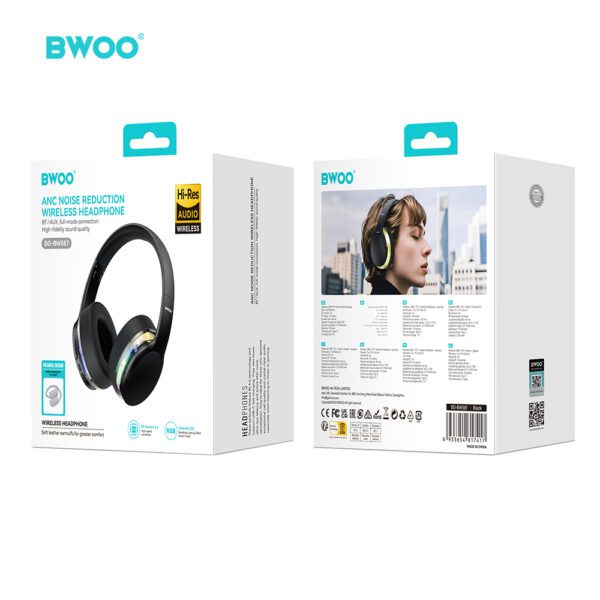 BWOO ANC Wireless Headphone Premuim Sound Quality BW587 Black