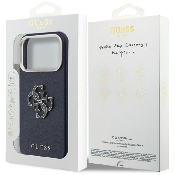 Guess HC PU FW RESIN LOGO BLUE case for iPhone 17 Pro 6,3"