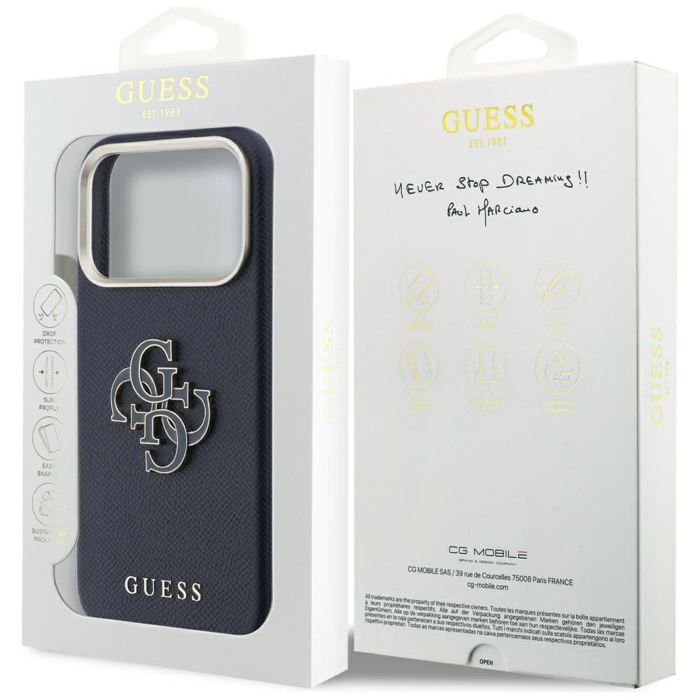 Guess HC PU FW RESIN LOGO BLUE case for iPhone 17 Pro 6,3"