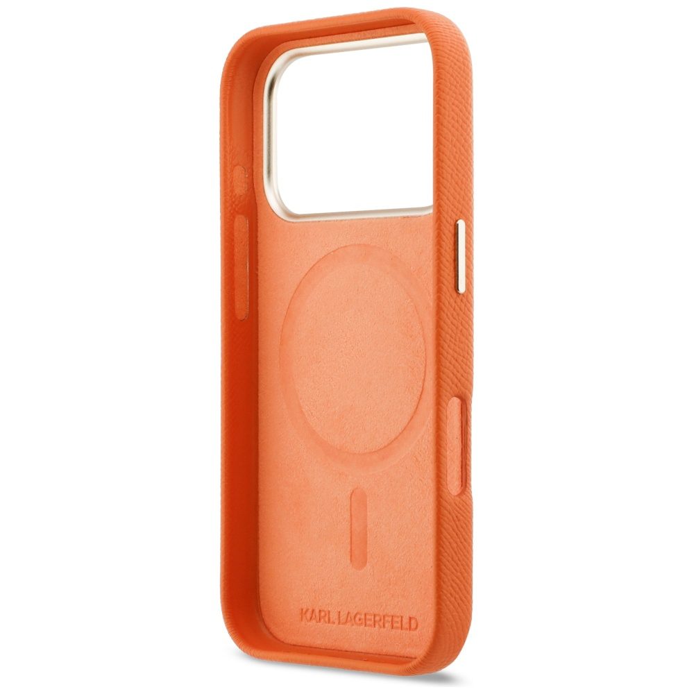 Karl Lagerfeld case for iPhone 17 Pro 6,3" HC MAGSAFE PU FW W/ KHEAD LOGO ORANGE