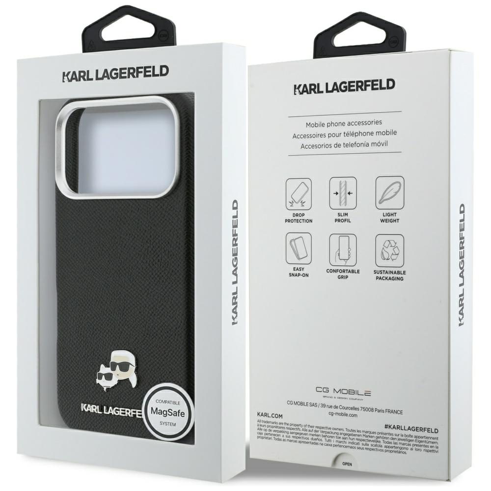 Karl Lagerfeld case for iPhone 17 Pro Max 6,9" HC MAGSAFE PU FW W/ K&C HEAD PIN BLACK