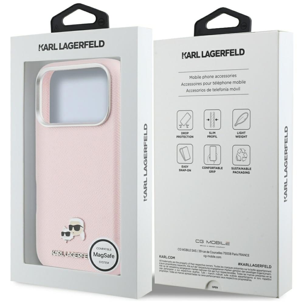 Karl Lagerfeld case for iPhone 17 Pro 6,3" HC MAGSAFE PU FW W/ K&C HEAD PIN PINK