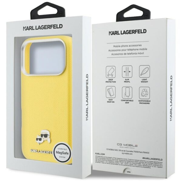 Karl Lagerfeld case for iPhone 17 Pro Max 6,9" HC MAGSAFE PU FW W/ K&C HEAD PIN YELLOW
