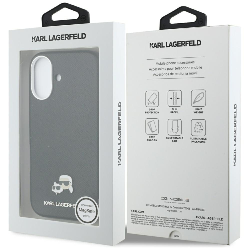 Karl Lagerfeld case for iPhone 17 6,3" HC MAGSAFE PU FW W/ K&C HEAD PIN BLACK