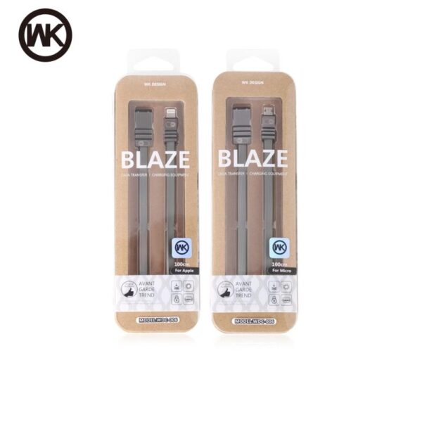 WK BLAZE MICRO USB ΚΑΛΩΔΙΟ ΦΟΡΤΙΣΗΣ & DATA 1m, SILVER