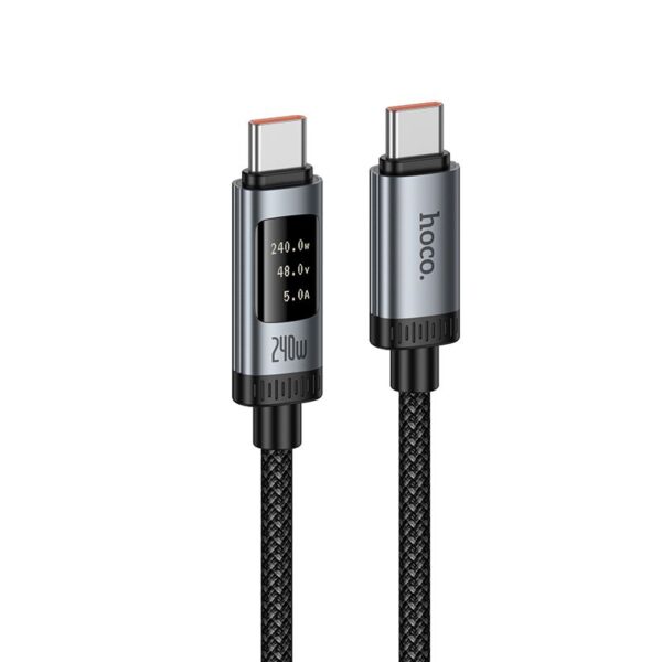 Data Cable with digital display USB C to USB C Hoco PD 6A 240W 1,2 m U148 black