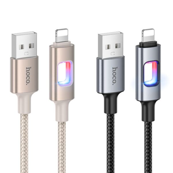 LED Cable USB A to Lightning Hoco 2,4A 1,2 m U144 black
