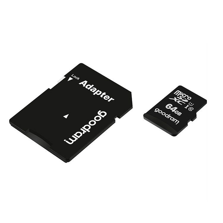 61363_5 Goodram Microcard 64 GB micro SD XC UHS-I class 10 memory card, SD adapter (M1AA-0640R12)eng