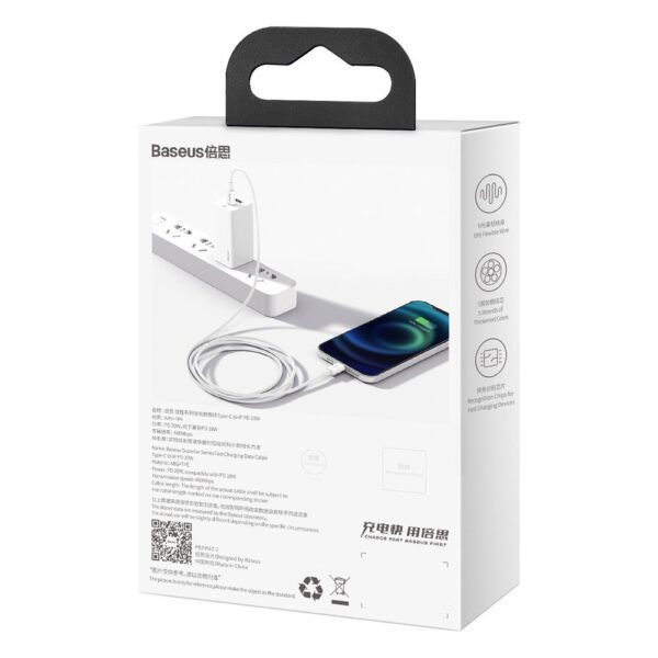 Baseus Superior Series USB-C / Lightning PD 20W 1.5 m cable - whiteeng