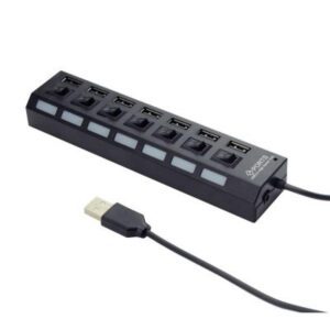 GEMBIRD USB HUB 2.0, 7 PORT, ΜΕ ΔΙΑΚΟΠΤΕΣ ΚΑΙ ΕΞΩΤΕΡΙΚΟ ΤΡΟΦΟΔΟΤΙΚΟ, ΜΑΥΡΟ