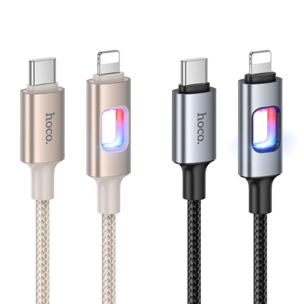 LED Cable USB C to Lightning Hoco PD 27W 1,2 m U144 black
