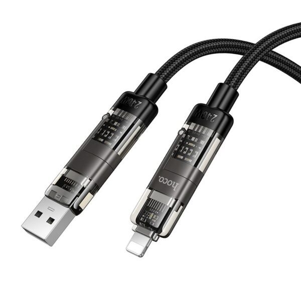 Cable 4in1 USB A/C to USB C/Lightning Hoco 240W 1,2 m U151 black