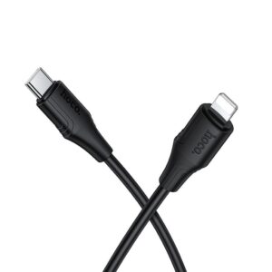 Silicone Cable USB C to Lightning Hoco 27W 1 m X124 black