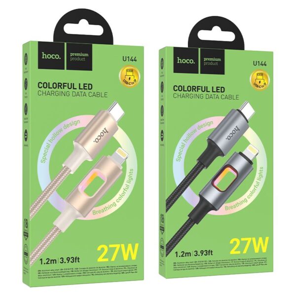 LED Cable USB C to Lightning Hoco PD 27W 1,2 m U144 black