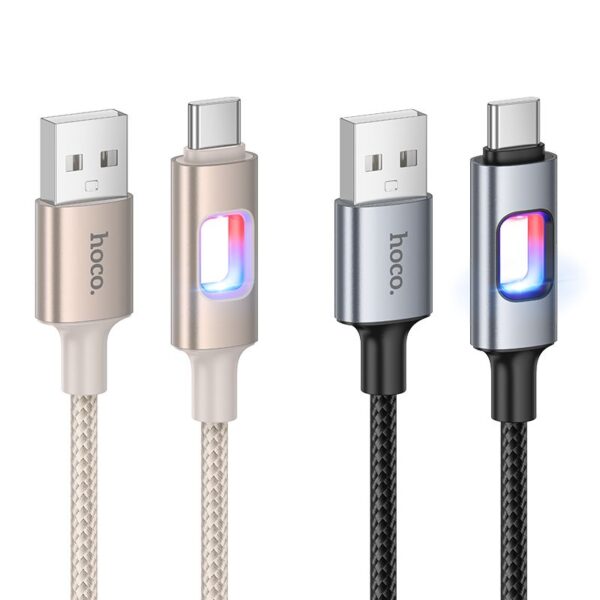 LED Cable USB A to USB C Hoco 3A 1,2 m U144 white