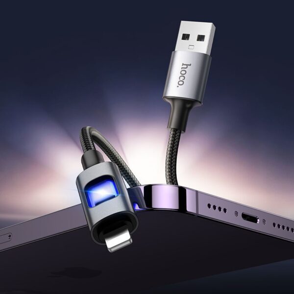 LED Cable USB A to Lightning Hoco 2,4A 1,2 m U144 black