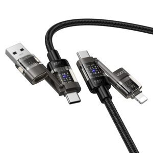 Cable 4in1 USB A/C to USB C/Lightning Hoco 240W 1,2 m U151 black