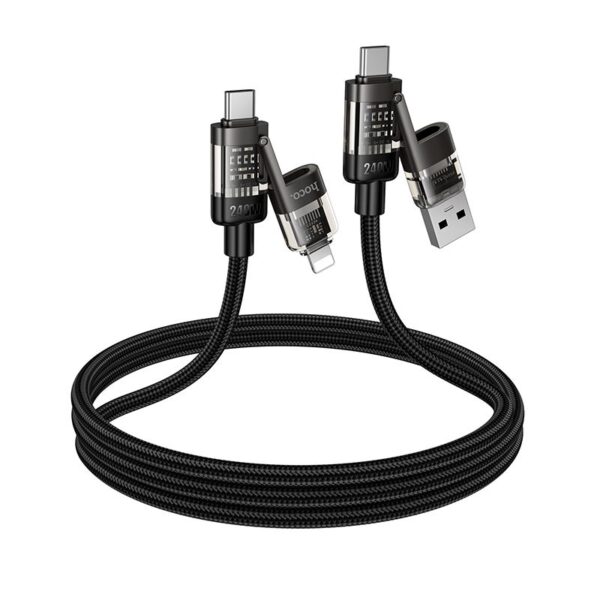 Cable 4in1 USB A/C to USB C/Lightning Hoco 240W 1,2 m U151 black