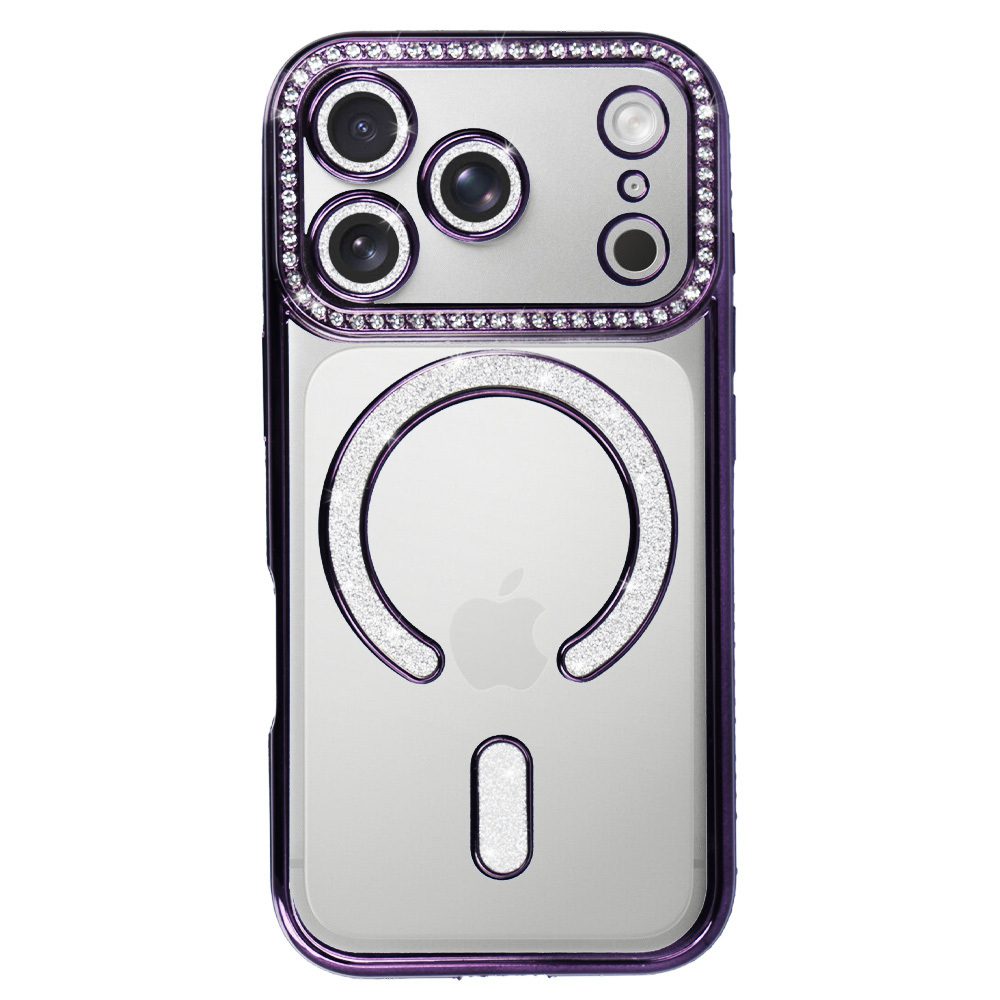 Bling Magsafe Case for Iphone 17 Pro Max purple