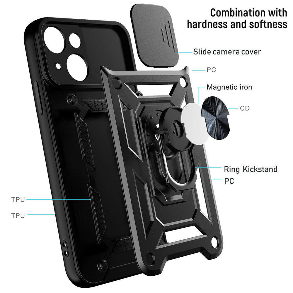 Slide Camera Armor Case for Motorola Edge 50 Fusion 5G Black