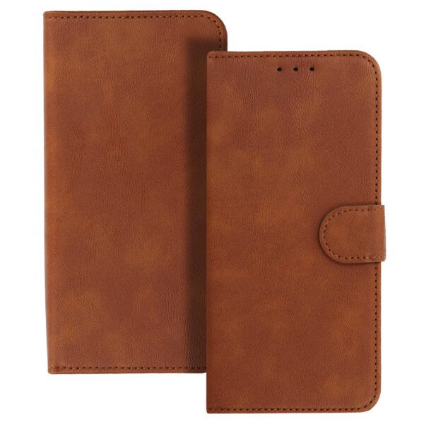 COMMON Universal Book Case (SIZE XL) for Samsung A12/A13 4G/A34 5G/A02S/Xiaomi Redmi 12 4G/12C/Note 12 4G/12 Pro 5G/Oppo A53S/A72/A92 brown