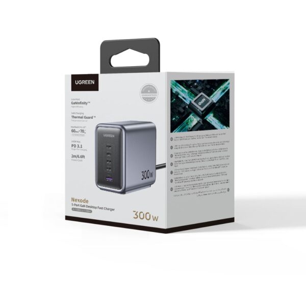 Φορτιστής Σπιτιού GaN PD 300W UGREEN CD333 90903b 5 Θέσεων, με καλώδιο USB-C 240W 1.5m Μαύρο